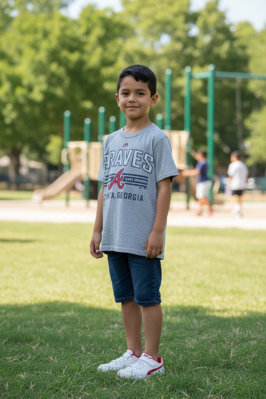 Majestic Atlanta Braves Youth T Shirt Gray MLB Baseball Atlanta Georgia Size 8